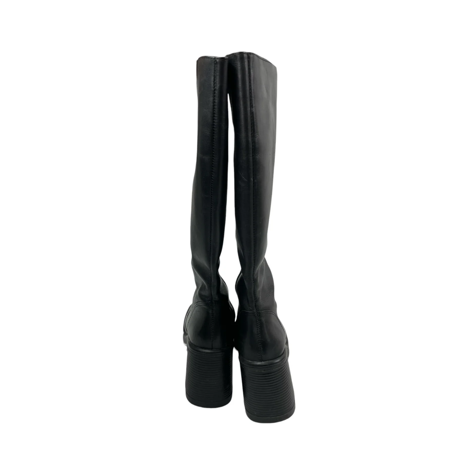 Steve Madden Fanatik Womens Black Leather Square Toe Zip Up Knee High Boots 6.5 - Image 3