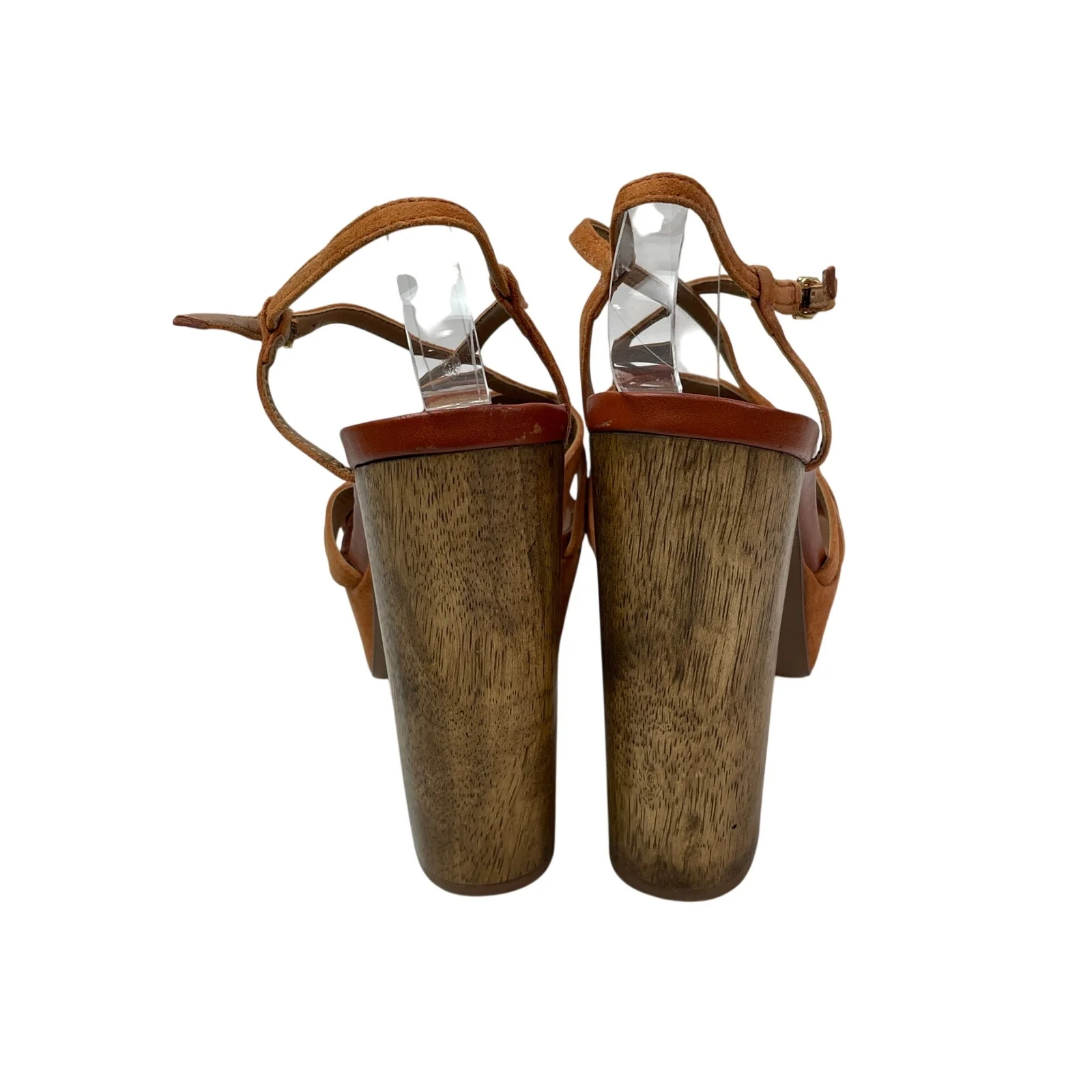 Steve Madden Gingur Chestnut Brown Suede Leather Heels Platform Sandals Size 10 - Image 3