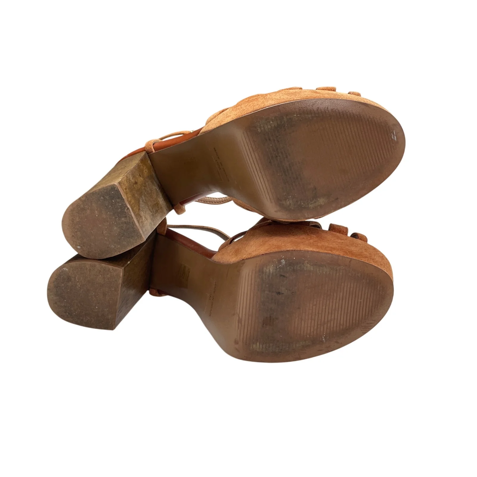 Steve Madden Gingur Chestnut Brown Suede Leather Heels Platform Sandals Size 10 - Image 4