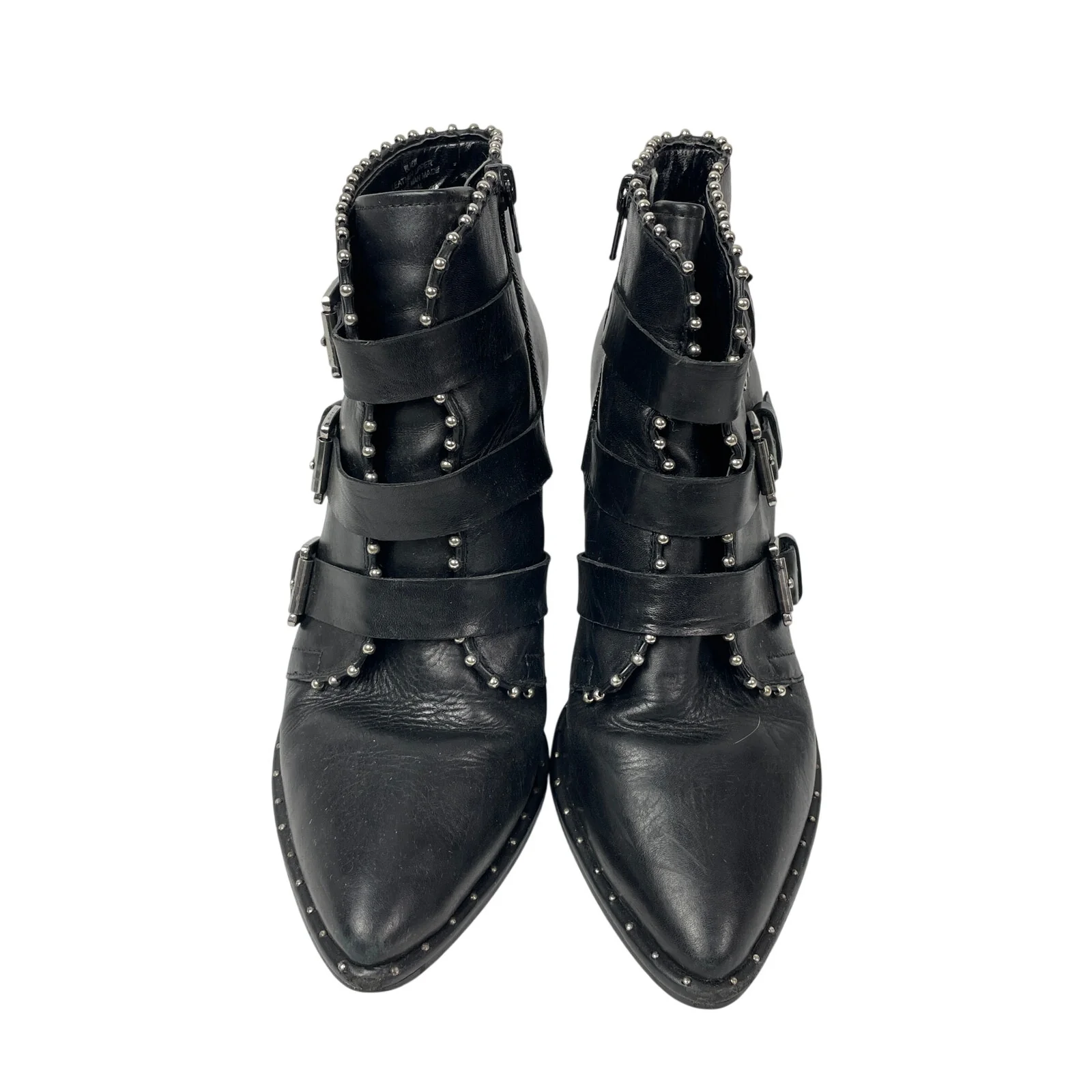 Steve Madden Humble Womens Black Pearl Buckle Straps Pointed Toe Ankle Boots 8.5 - Image 2
