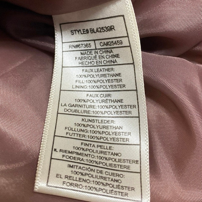 Steve Madden Metallic Dust Pink Turtleneck Full Zip Puffer Quilted Jacket Sz XS - Image 4