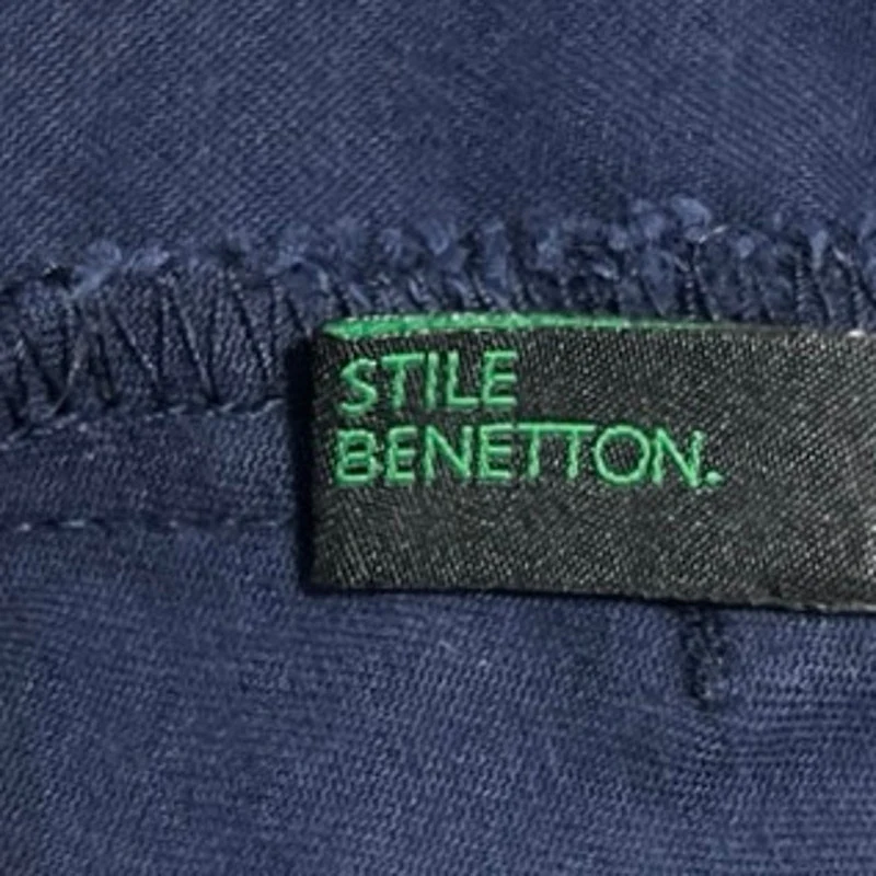 Stile Benetton Navy Blue Low Rise Straight Leg Stretch Cropped Casual Pants Sz S - Image 4