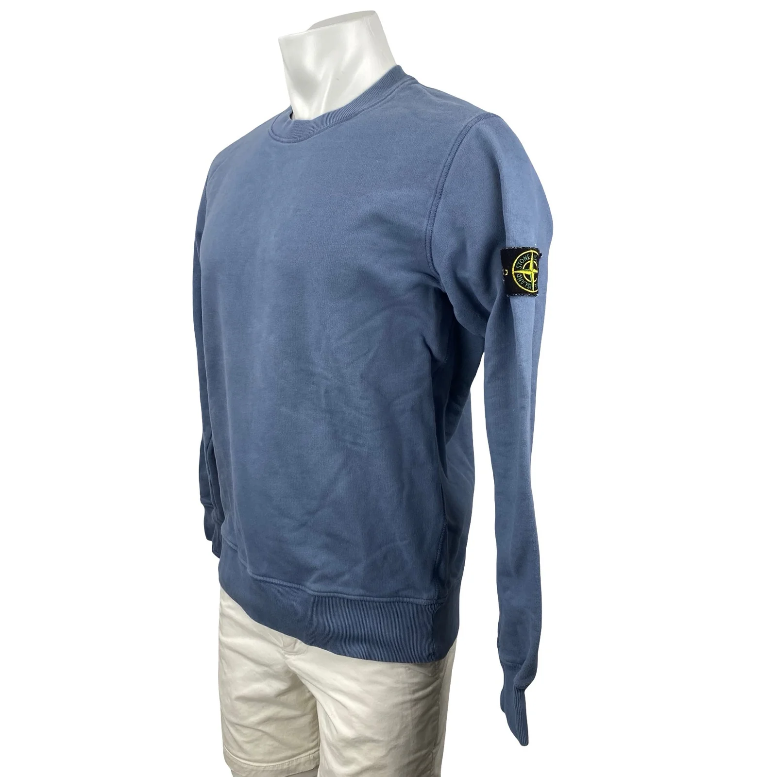 Stone Island Men's Blue Long Sleeve Crew Neck Logo Sweater Sweatshirt Top Size L - Image 3