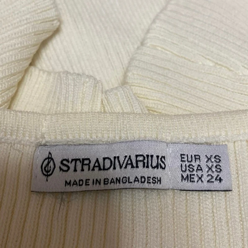Stradivarius Cream Ribbed Knit Sculpt Sleeveless Cami Camisole Tank Crop Top XS - Image 3