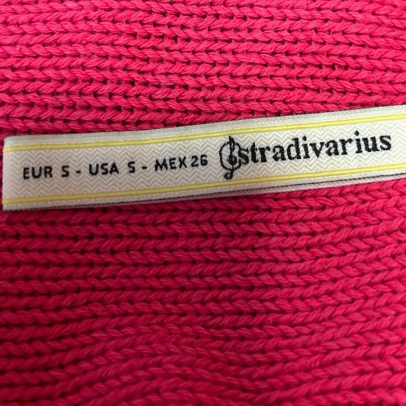 Stradivarius Pink Cable Knit Crochet Long Sleeve Crew Neck Sweater Top Size S - Image 3