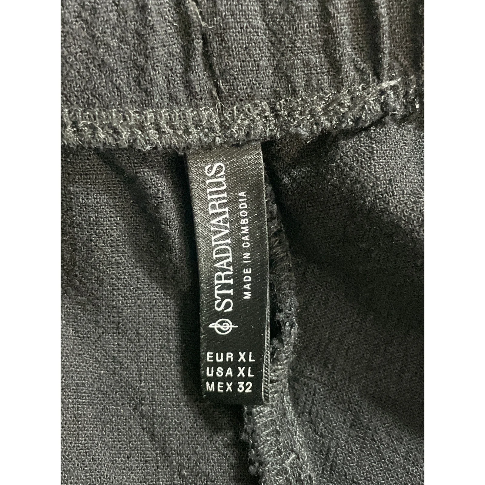 Stradivarius Womens Black Linen High Rise Pocket Wide Leg Trousers Pants Size XL - Image 5