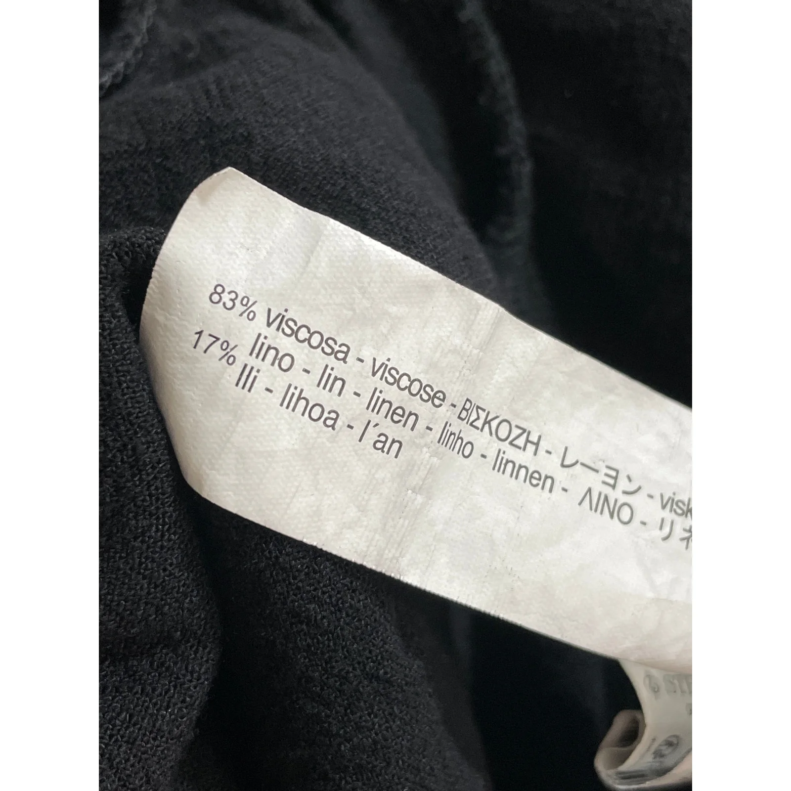 Stradivarius Womens Black Linen High Rise Pocket Wide Leg Trousers Pants Size XL - Image 6