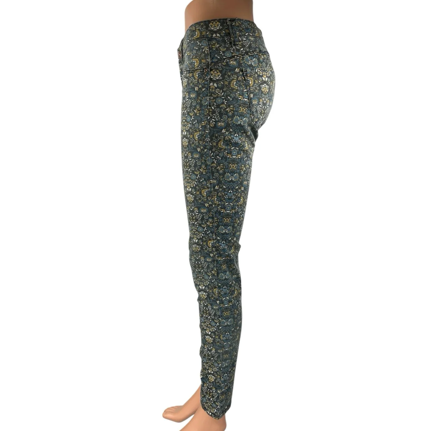 Stradivarius Womens Multicolor Floral Mid Rise Skinny Slim Fit Trousers Pants 4 - Image 2