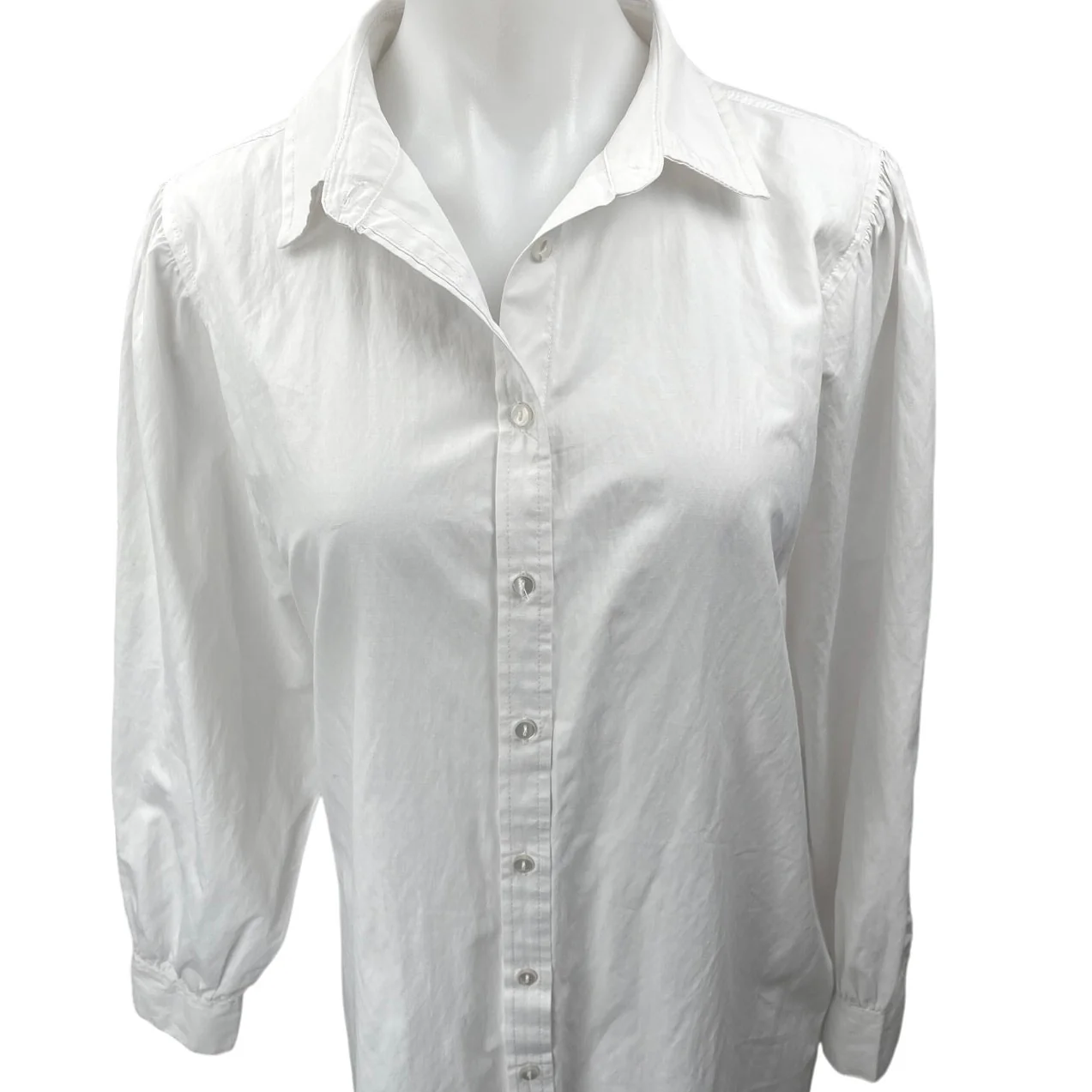 Stradivarius Women's White Long Sleeve Button Down Collar Mini Shirt Dress Sz M - Image 3