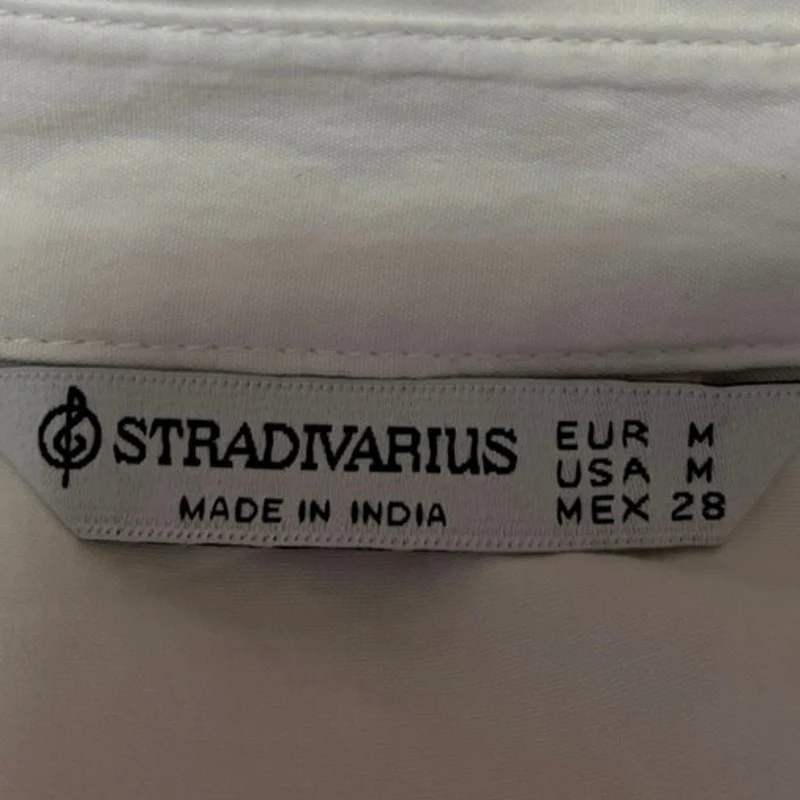 Stradivarius Women's White Long Sleeve Button Down Collar Mini Shirt Dress Sz M - Image 4