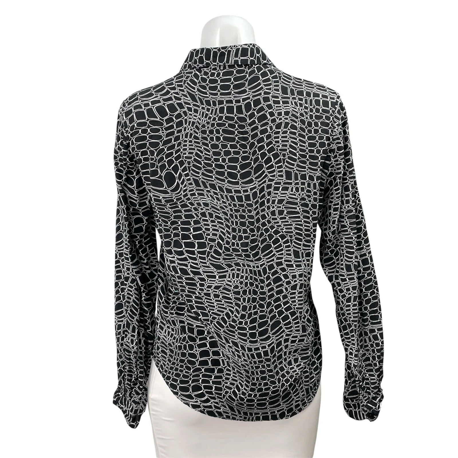 Straight to Hell Women's Black Croc Brick Long Sleeve Button Down Shirt Top M - Image 3