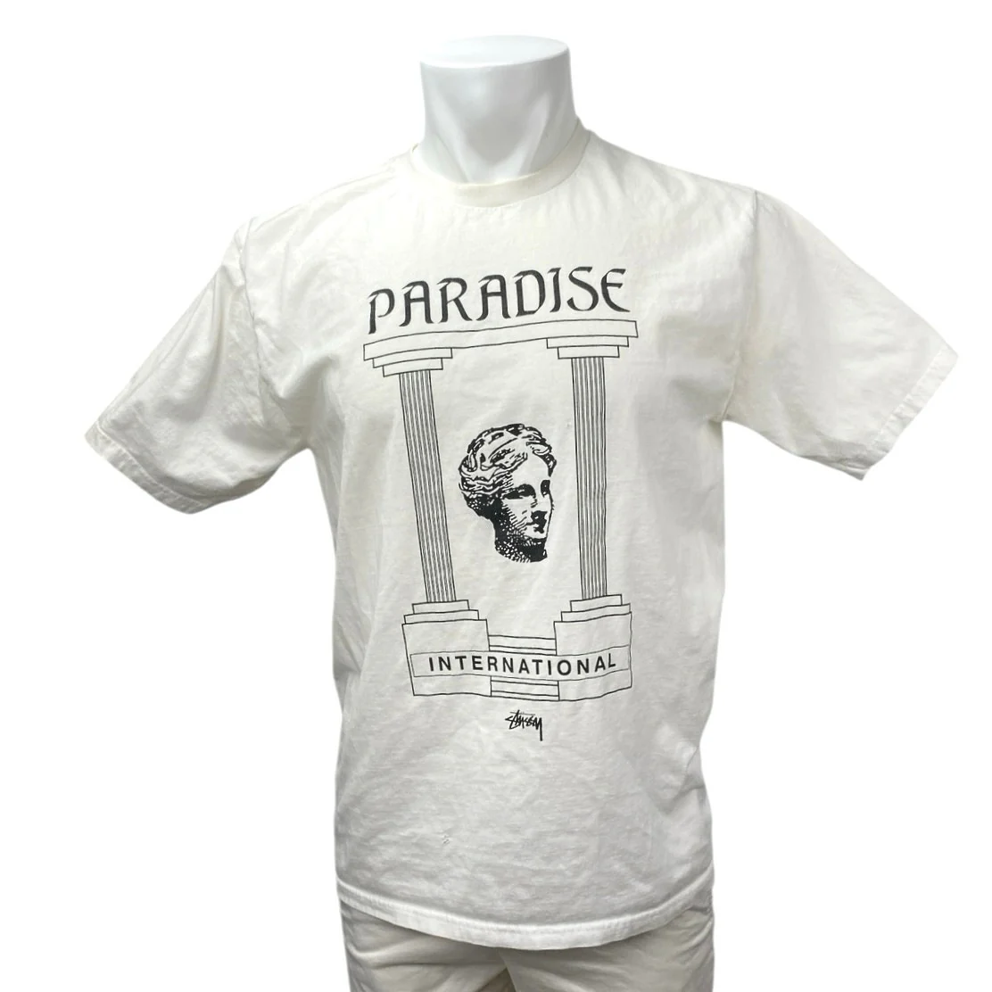 Stussy Paradise Men's White Crewneck Short Sleeve Graphic Tee T-shirt Top Size M