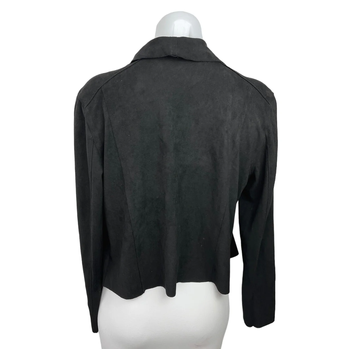 Style Vine Black Suede Asymmetrical Zip Closure Long Sleeve Moto Jacket Size S - Image 2