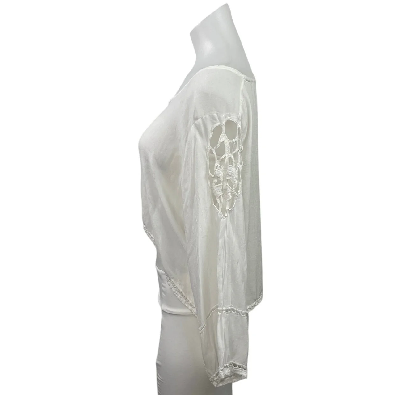 Stylestalker Women's White Scoop Neck Cutout Hi-Low T Shirt Blouse Top Size 6 - Image 2