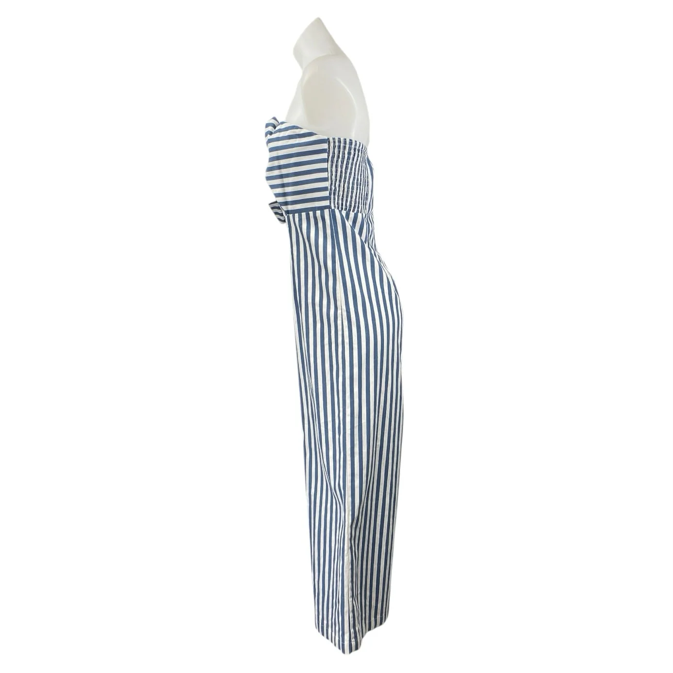 Sugar Lips Blue White Striped Strapless Bandeau Twist Wide Leg Jumpsuit Size S - Image 2