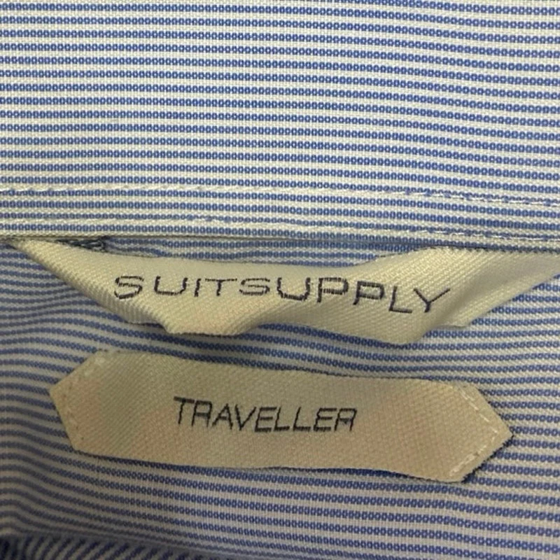 Suitsupply Traveler Men's Blue Long Sleeve Collar Button Down Shirt Top Sz 41/16 - Image 3
