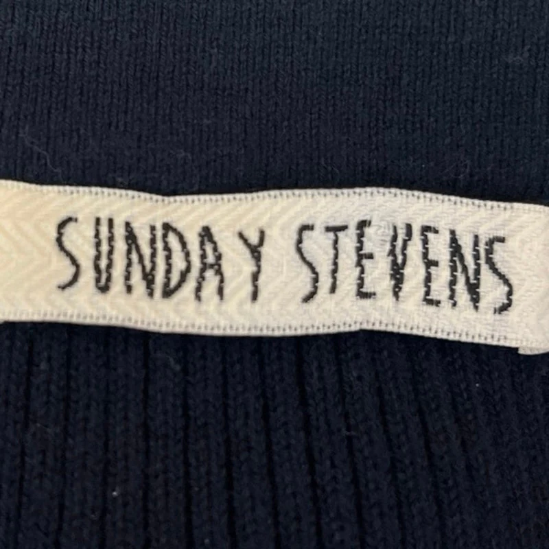 Sunday Stevens Navy Blue White Off The Shoulder Striped Knit Sweater Top Size L - Image 7