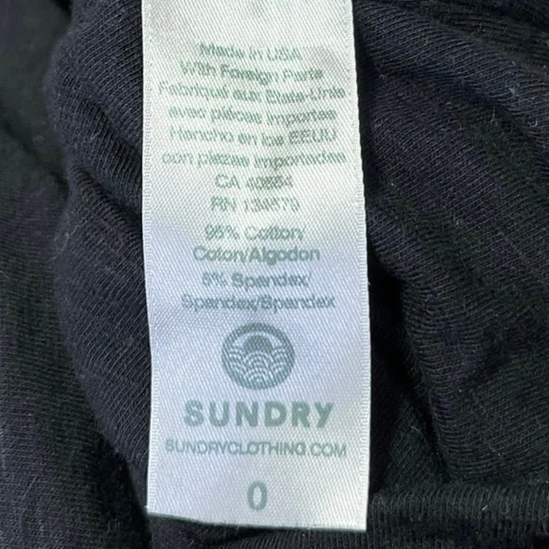Sundry Black Round Neck Long Sleeve Blouson Stretch Pullover Mini Dress Size 0 - Image 4