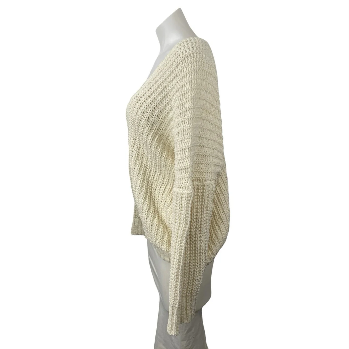 Superdown  Women's Cream White Chunky Knit Batwing Long Sleeve Sweater Top Sz S - Image 2