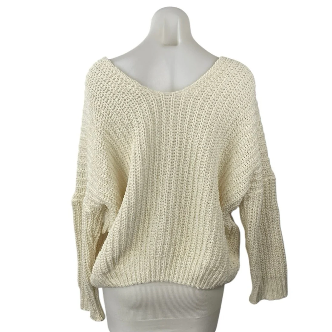 Superdown  Women's Cream White Chunky Knit Batwing Long Sleeve Sweater Top Sz S - Image 3