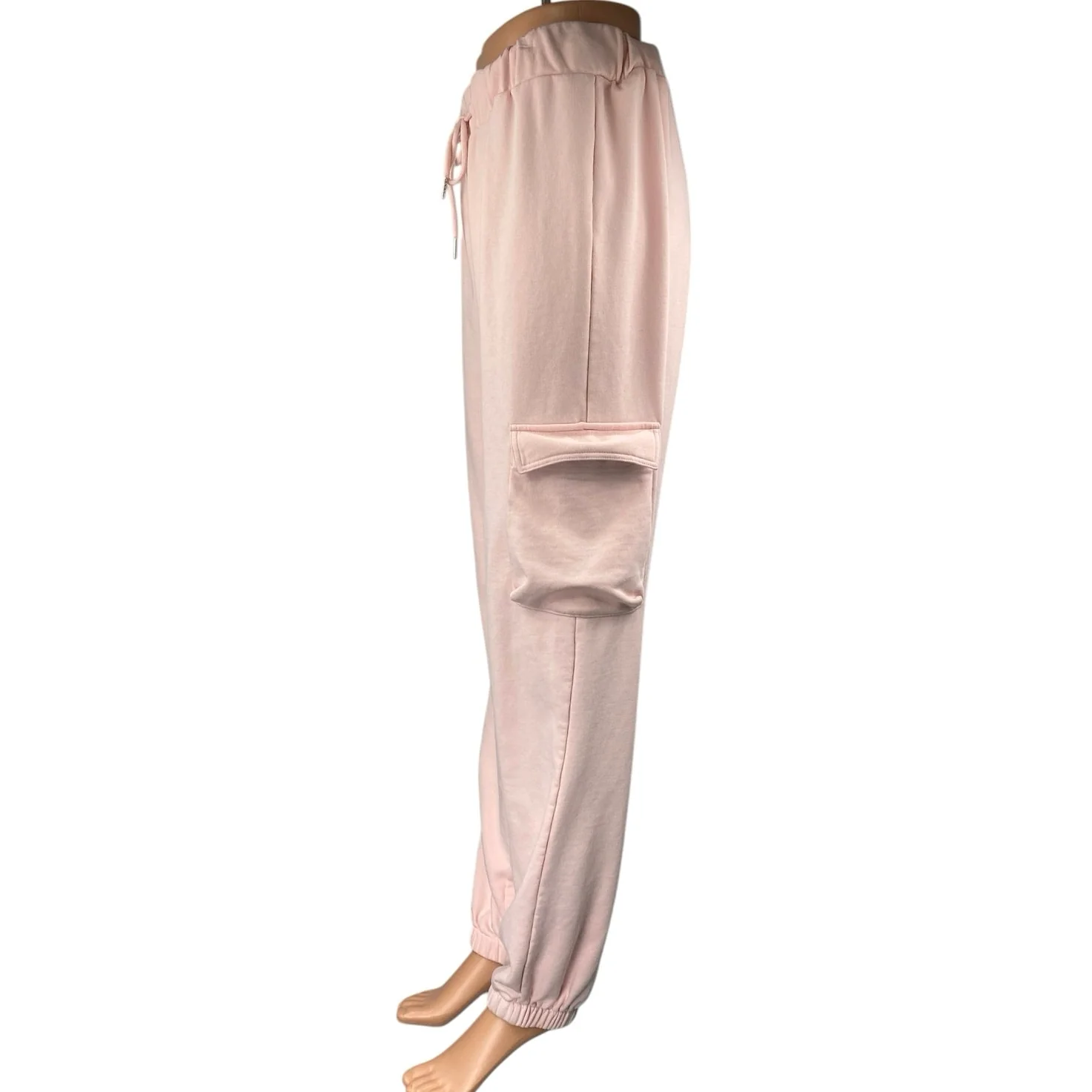 Superdown Women's Pink High Rise Drawstring Tapered Leg Cargo Jogger Pants Sz L - Image 2