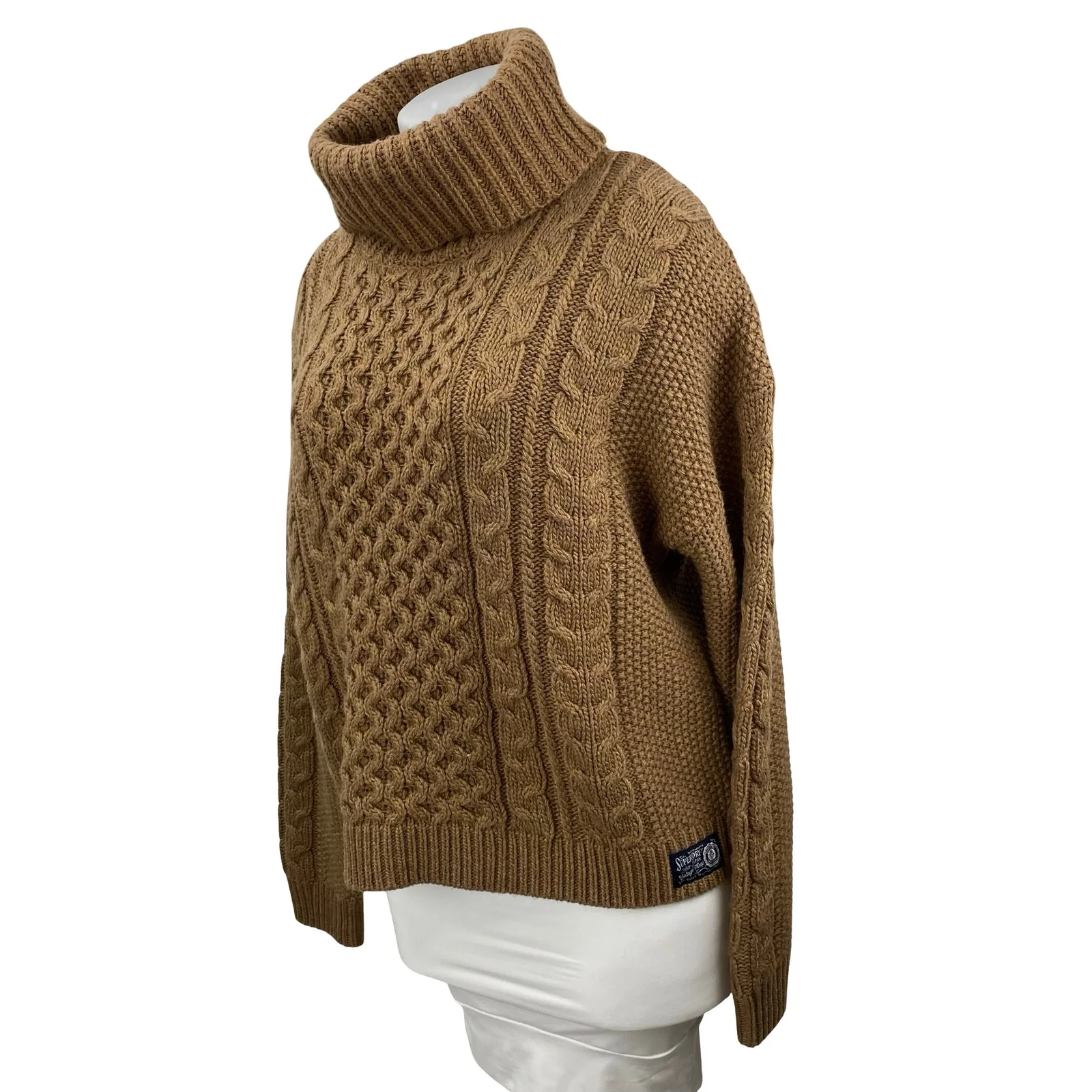 Superdry Vintage Athletic Wool Cable Knit Turtle Neck Long Sleeve Sweater Top 12 - Image 2
