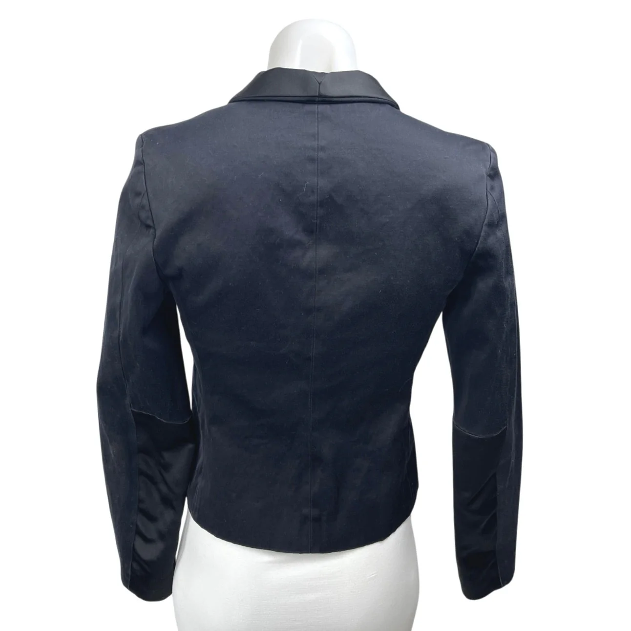 Surface To Air Black Satin Collar Long Sleeve Pockets Blazer Coat Jacket Size 4 - Image 2