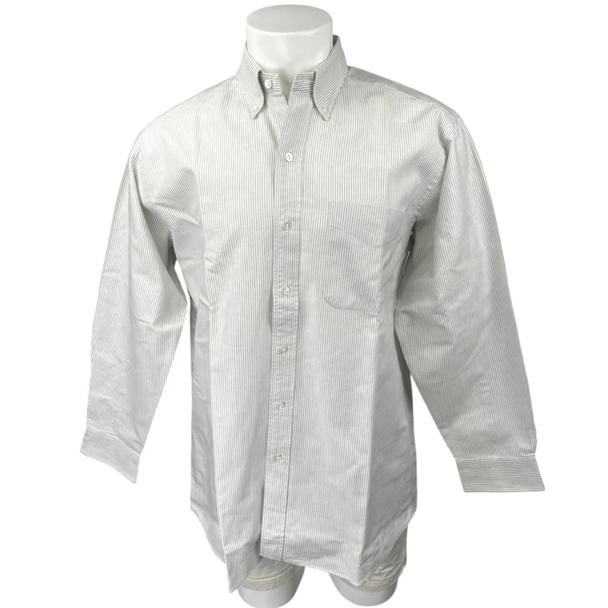 Swells New England Shirt Co Men's Gray Striped Long Sleeve Dress Shirt Top Sz 34