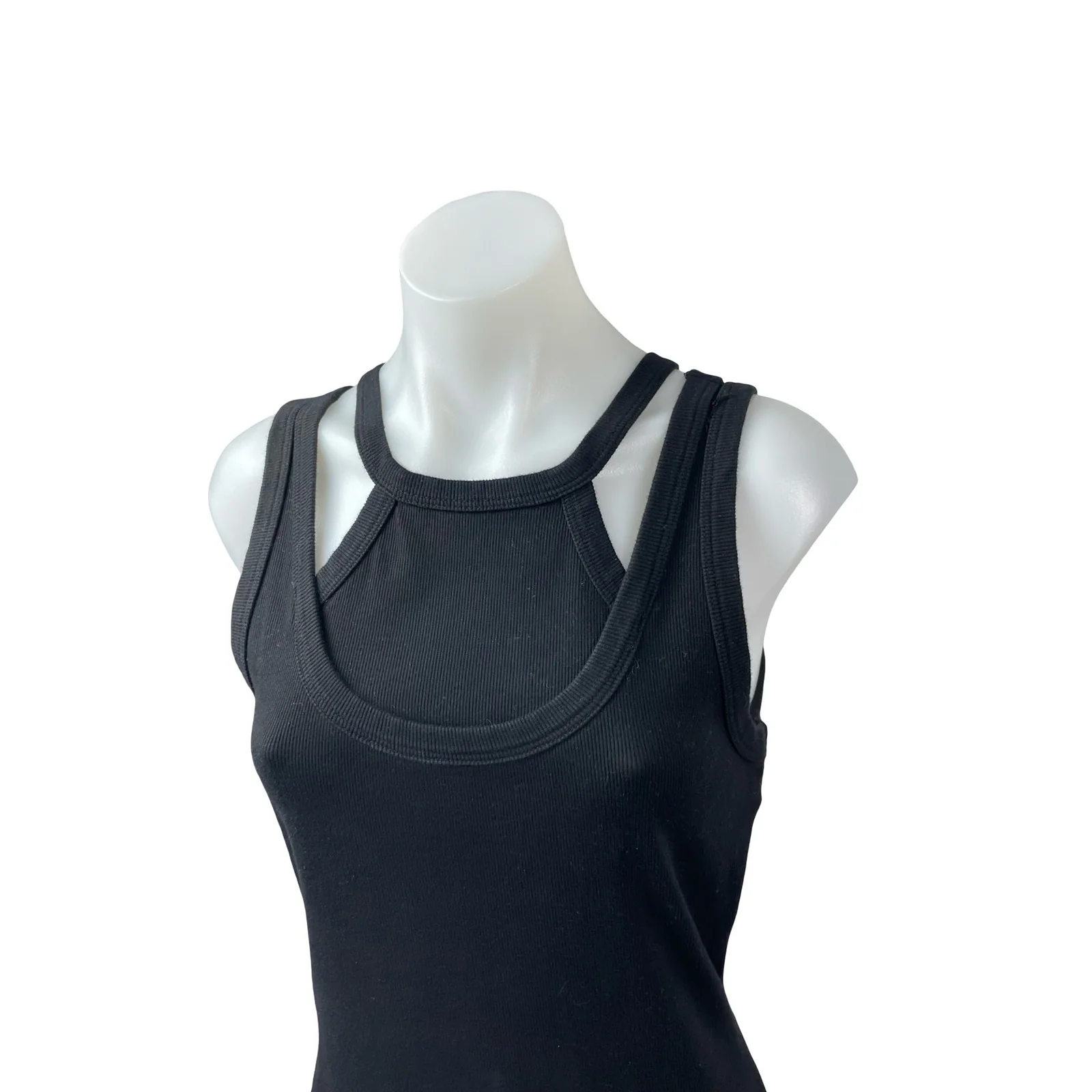 T.LA Black Ribbed Knit Layered Sleeveless Cutout Cami Tank Midi Dress Size S - Image 2