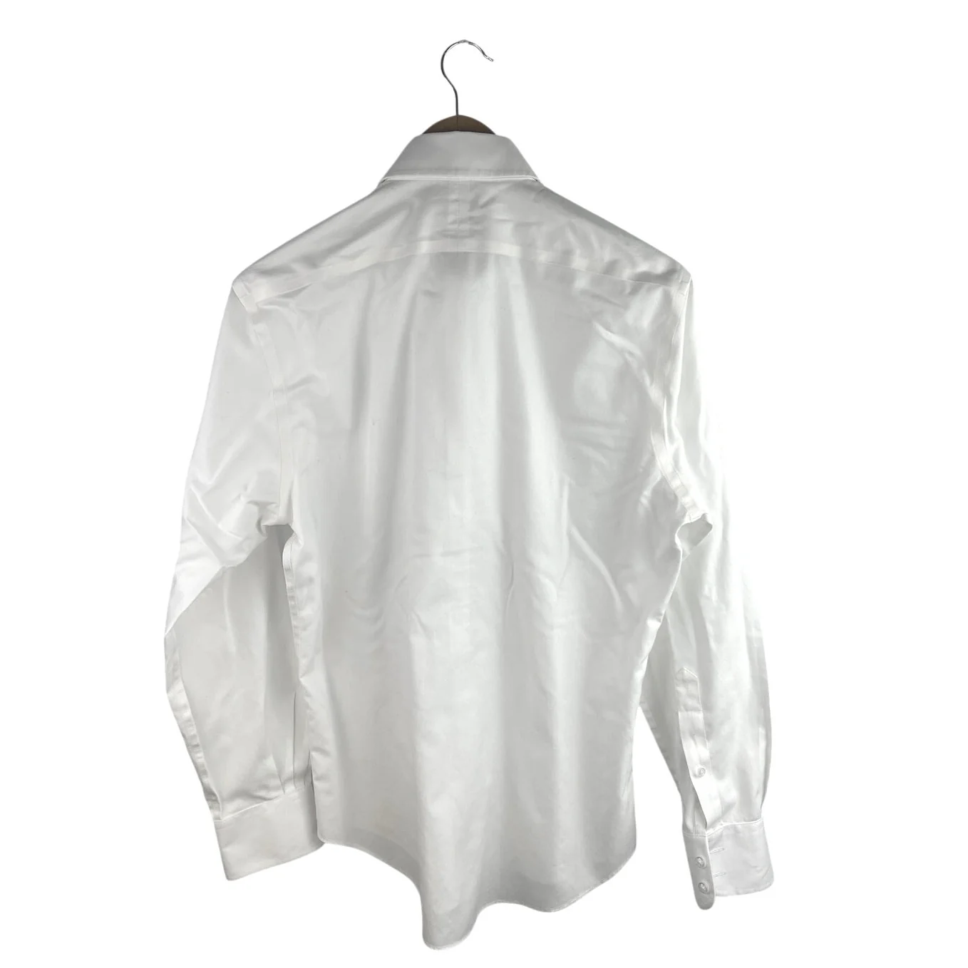 T.M. Lewin Men's White Slim Fit Cotton Long Sleeve Button Down Shirt Top 34 1/2 - Image 2