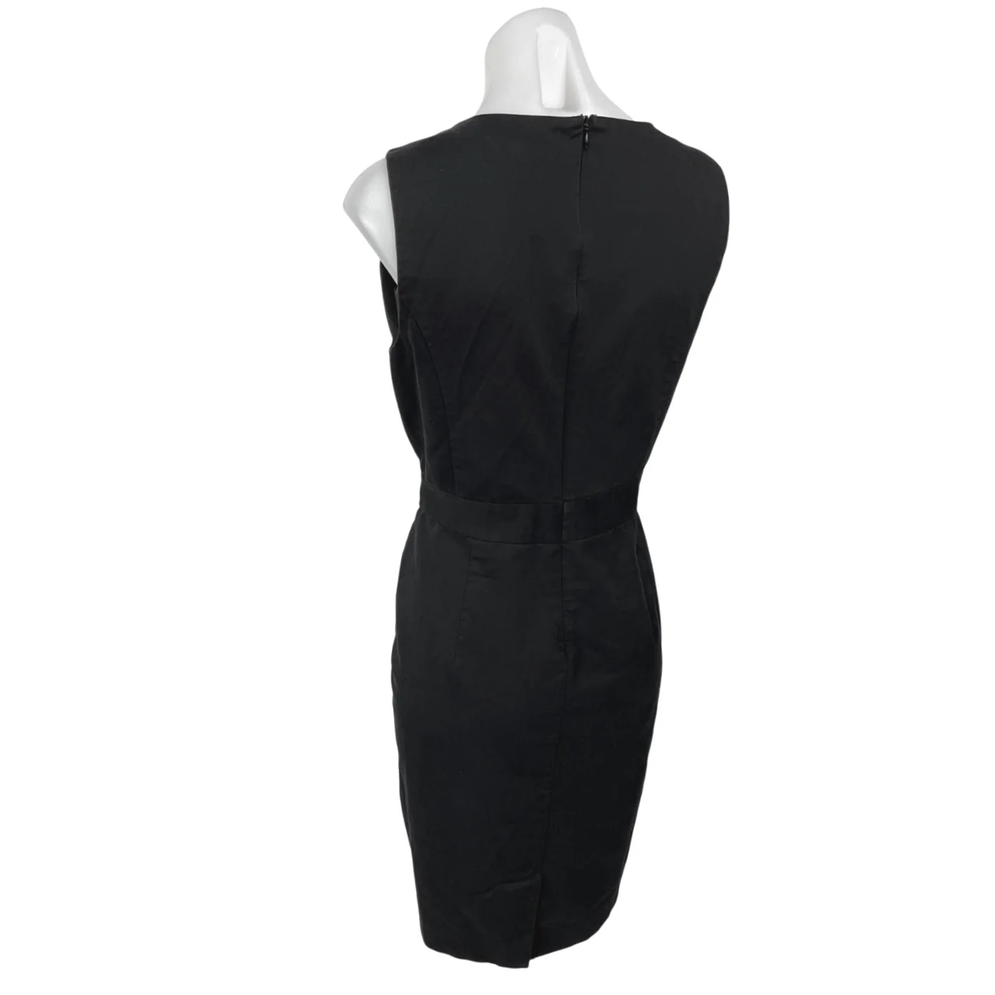 T Tahari Women's Black Sleeveless Tie Waist Zipper Knee Length Sheath Dress 10 - Image 2