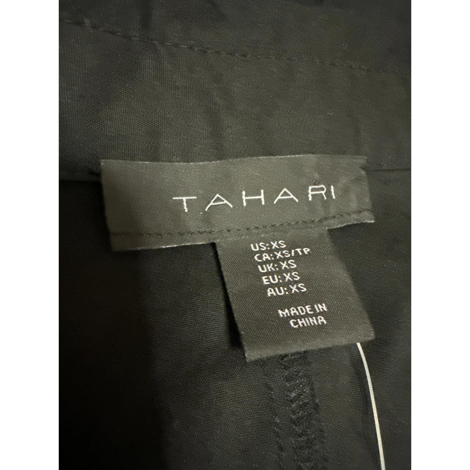 Tahari Black Long Sleeve Button Front Collared Tie A Line Shirt Mini Dress XS - Image 3