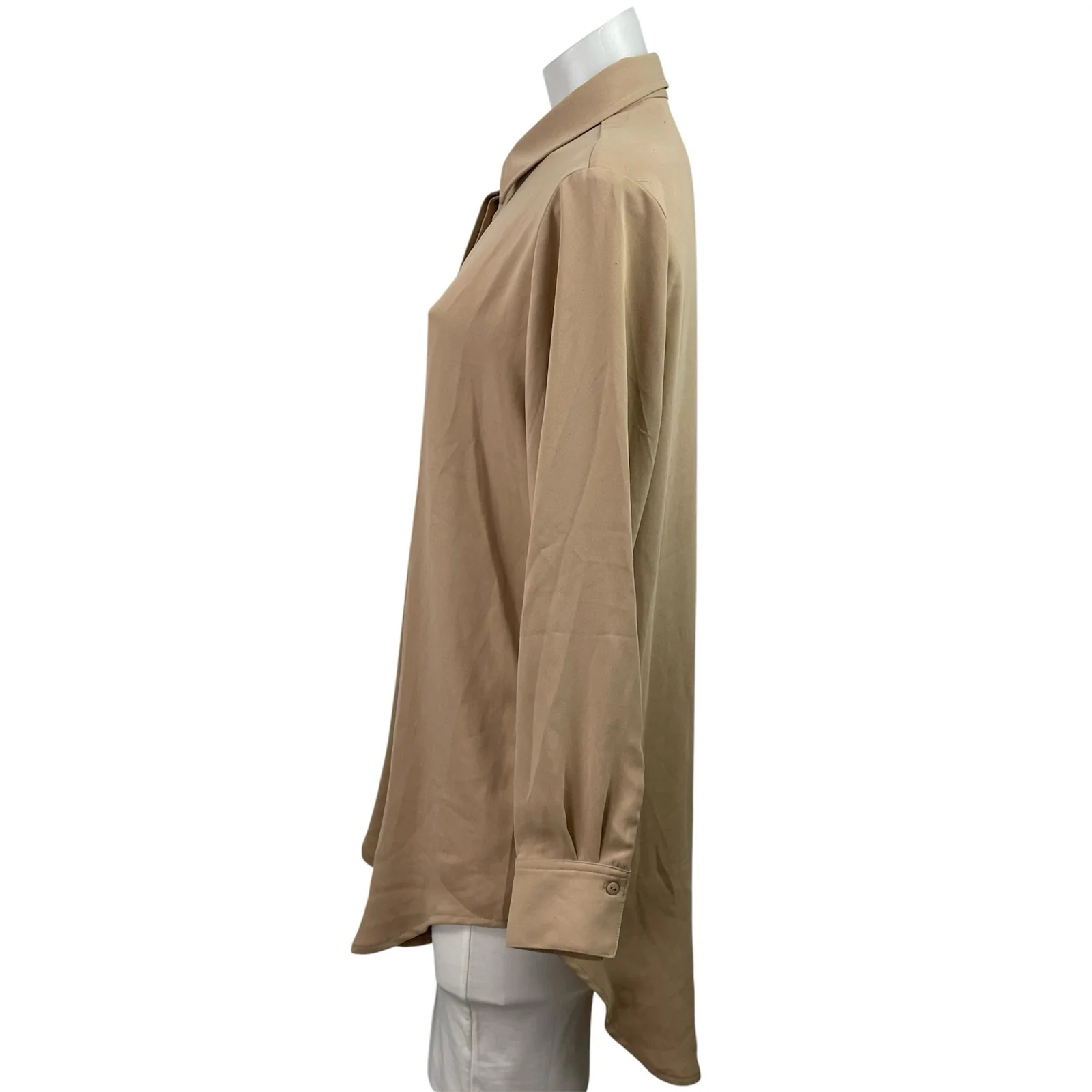 Tahari Women's Brown Long Sleeve Collared Button Down Relaxed Shirt Tunic Top M - Image 2