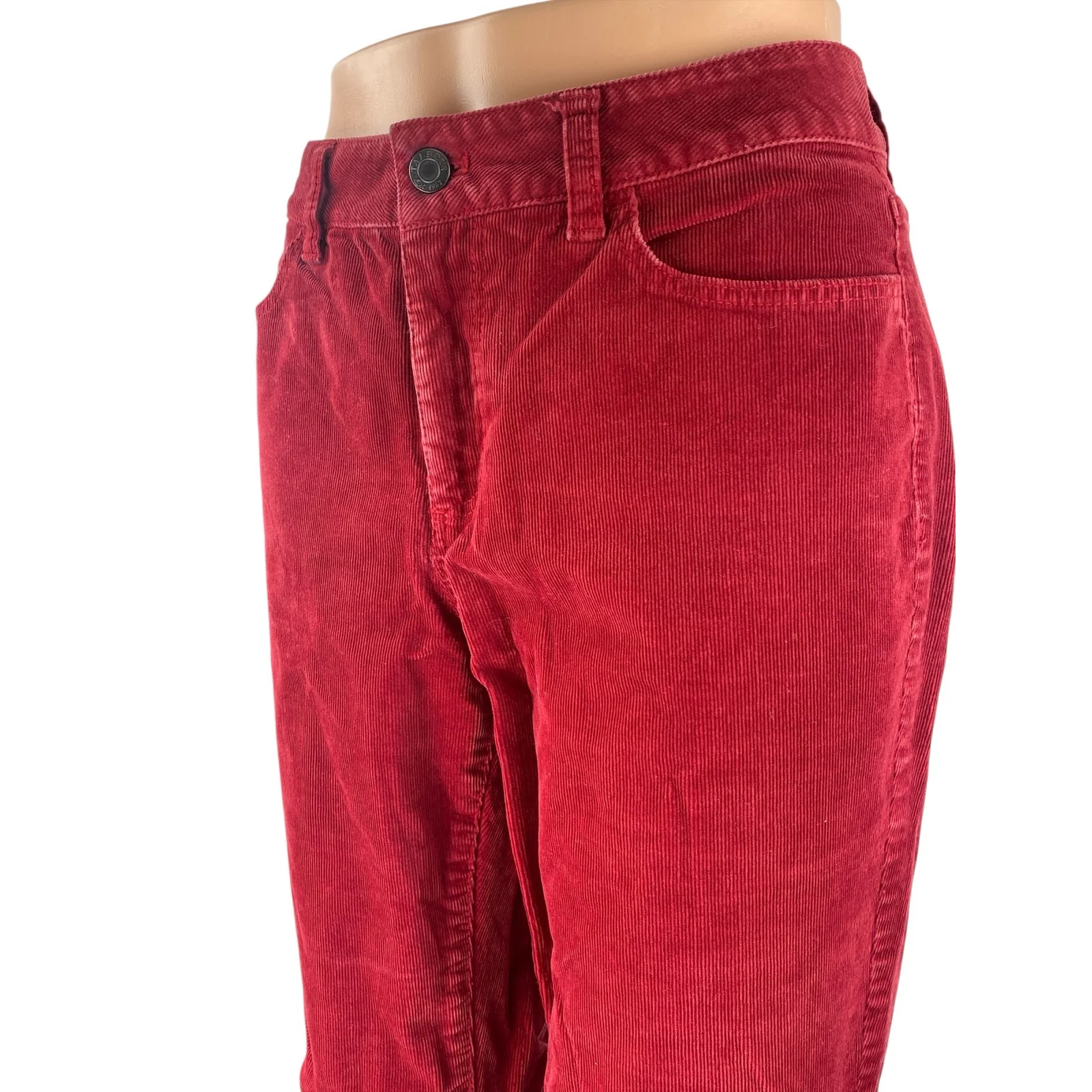 Talbots Women's Red Corduroy High Rise Wide Leg Bootcut Flare Trousers Pants 8 - Image 2