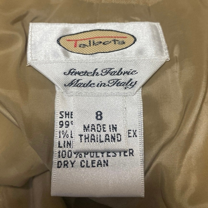Talbots Women's Tan Khaki Wool High Rise Pleated Wide Leg Trousers Pants Size 8 - Image 4