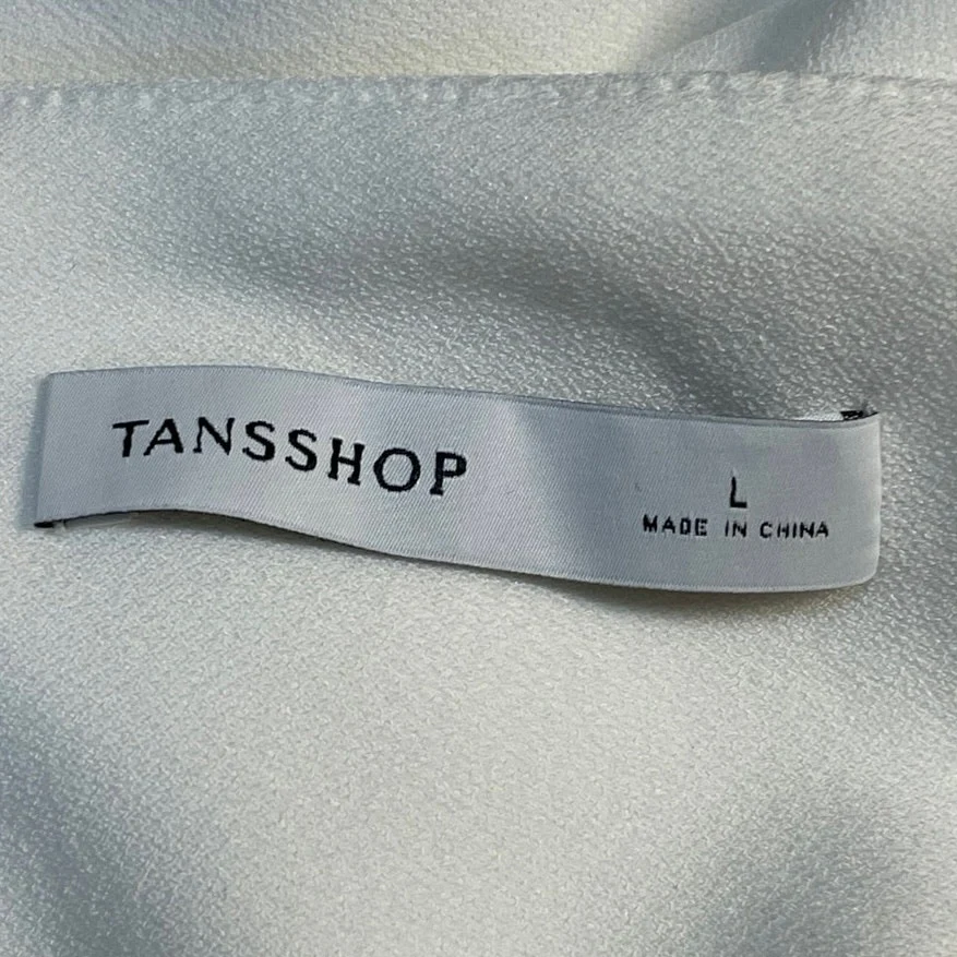 Tansshop White Sleeveless Boat Neck Ruched Tank Cami A Line Midi Dress Size L - Image 4