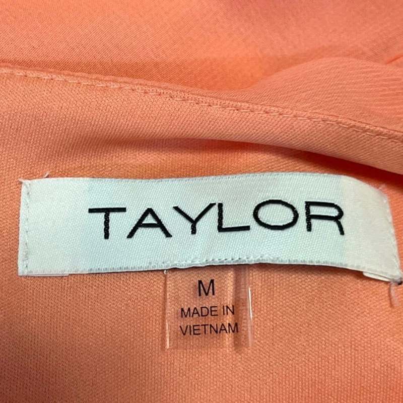 Taylor Ombre Orange Cambria Chiffon Pleated Tie Sleeveless Midi Dress Size M - Image 6