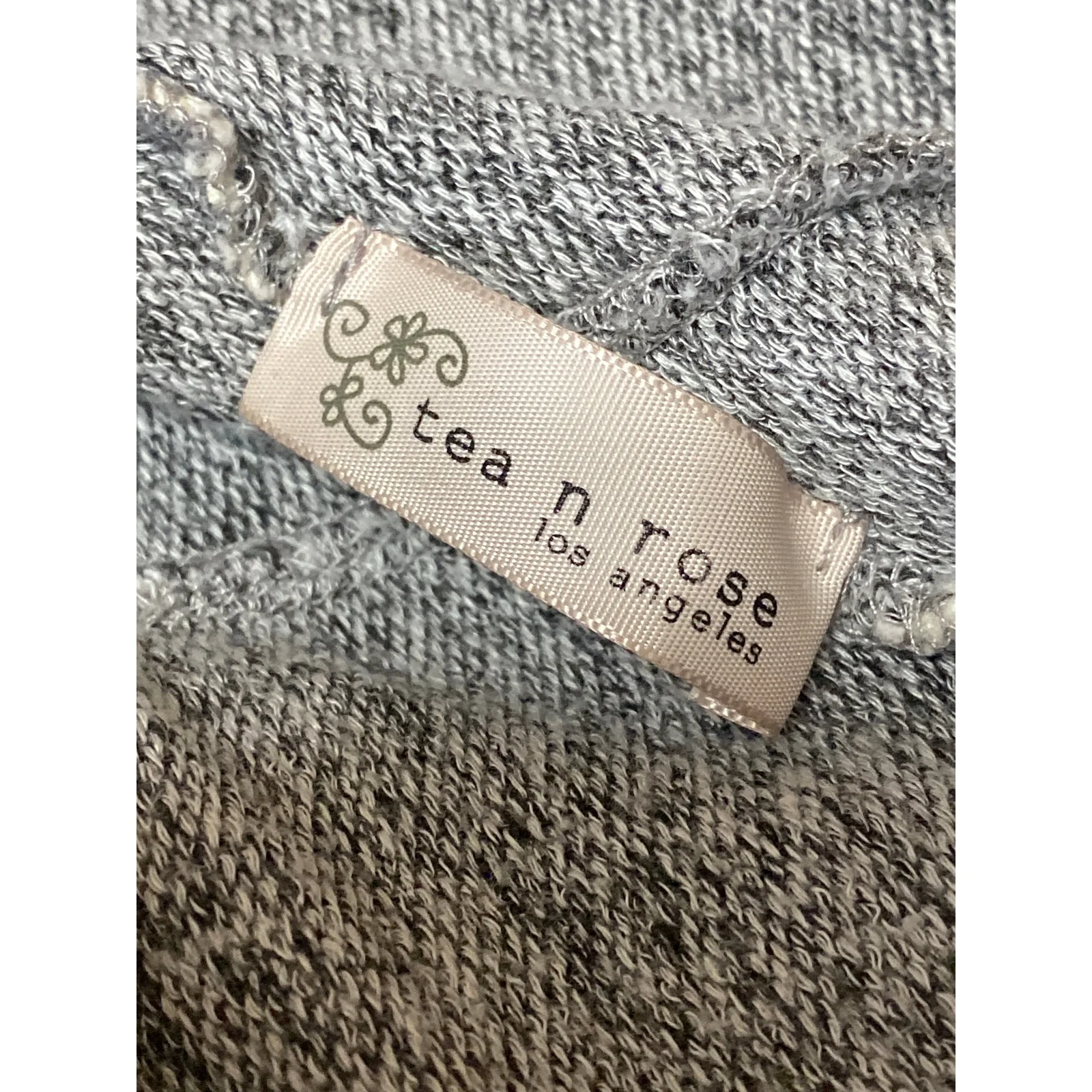 Tea N Rose Women's Gray Long Sleeve Lace Crochet Knit Hoodie Sweater Top Size S - Image 3