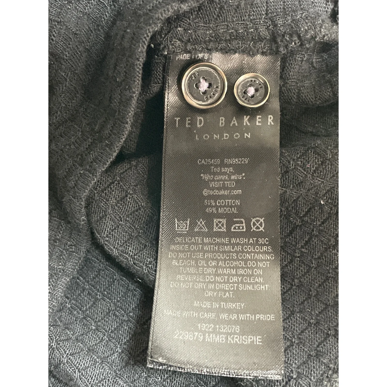 Ted Baker London Black Waffle Knit Collared Long Sleeve Sweatshirt Sweater Top 2 - Image 6