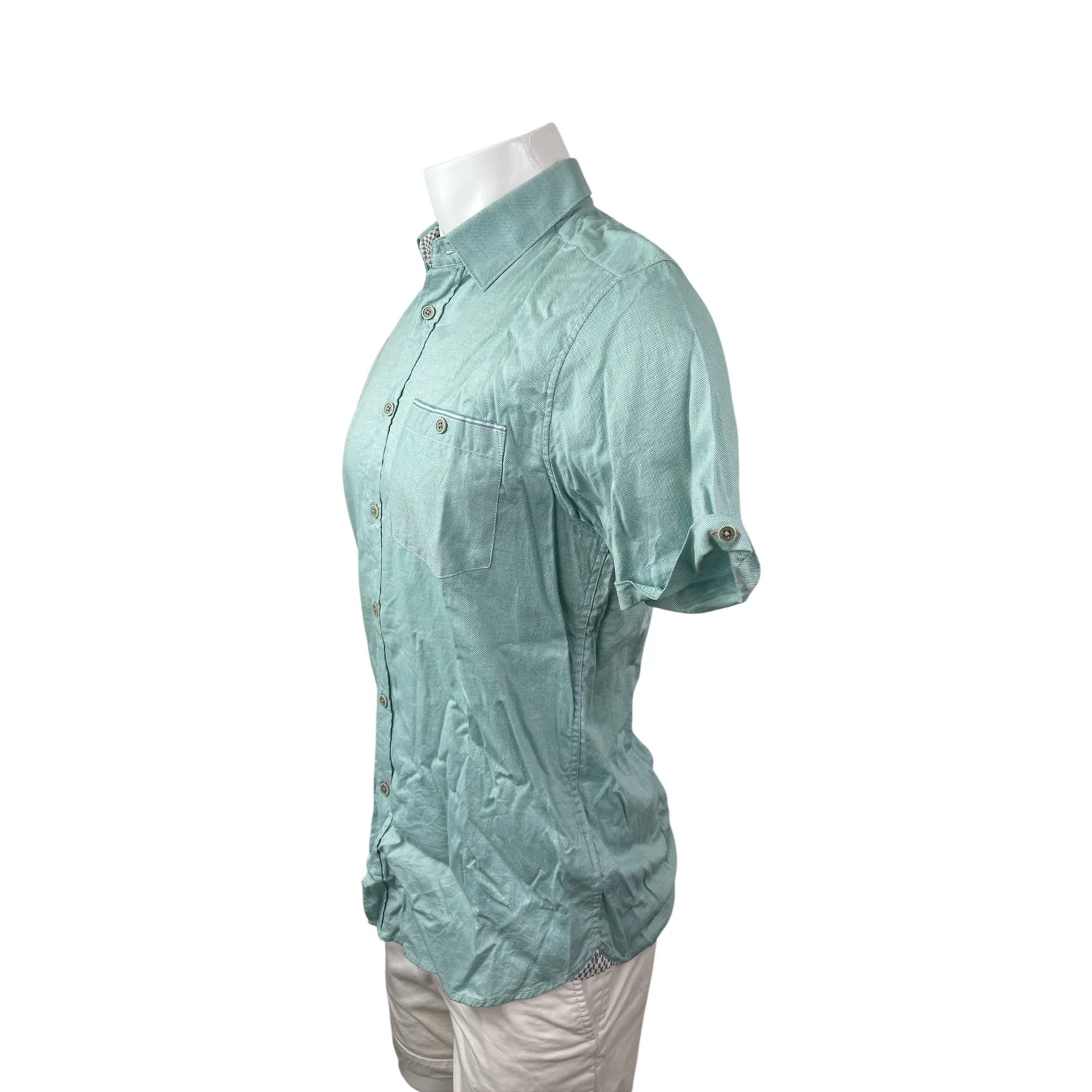 Ted Baker Men's Green Short Sleeve Chest Pocket Button Down Shirt Top Size M - Image 3