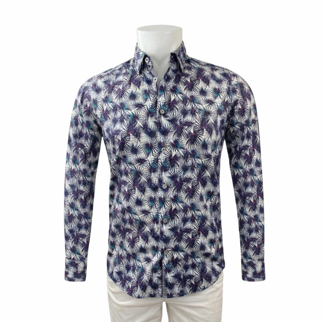 Ted Baker Men's Multicolor Leaf Casual Long Sleeve Button Down Shirt Top Size M