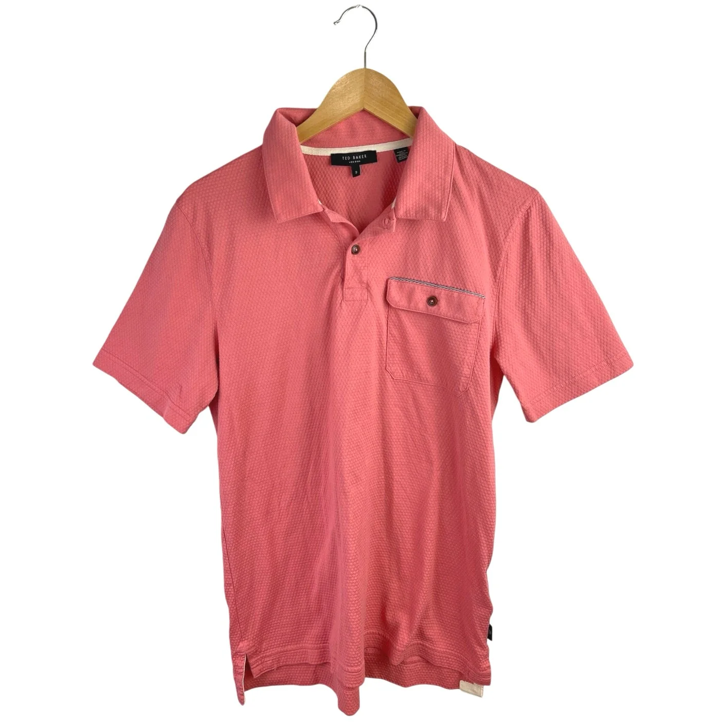 Ted Baker Men's Orange Collared Short Sleeve Pocket Casual Polo Shirt Top Size 3