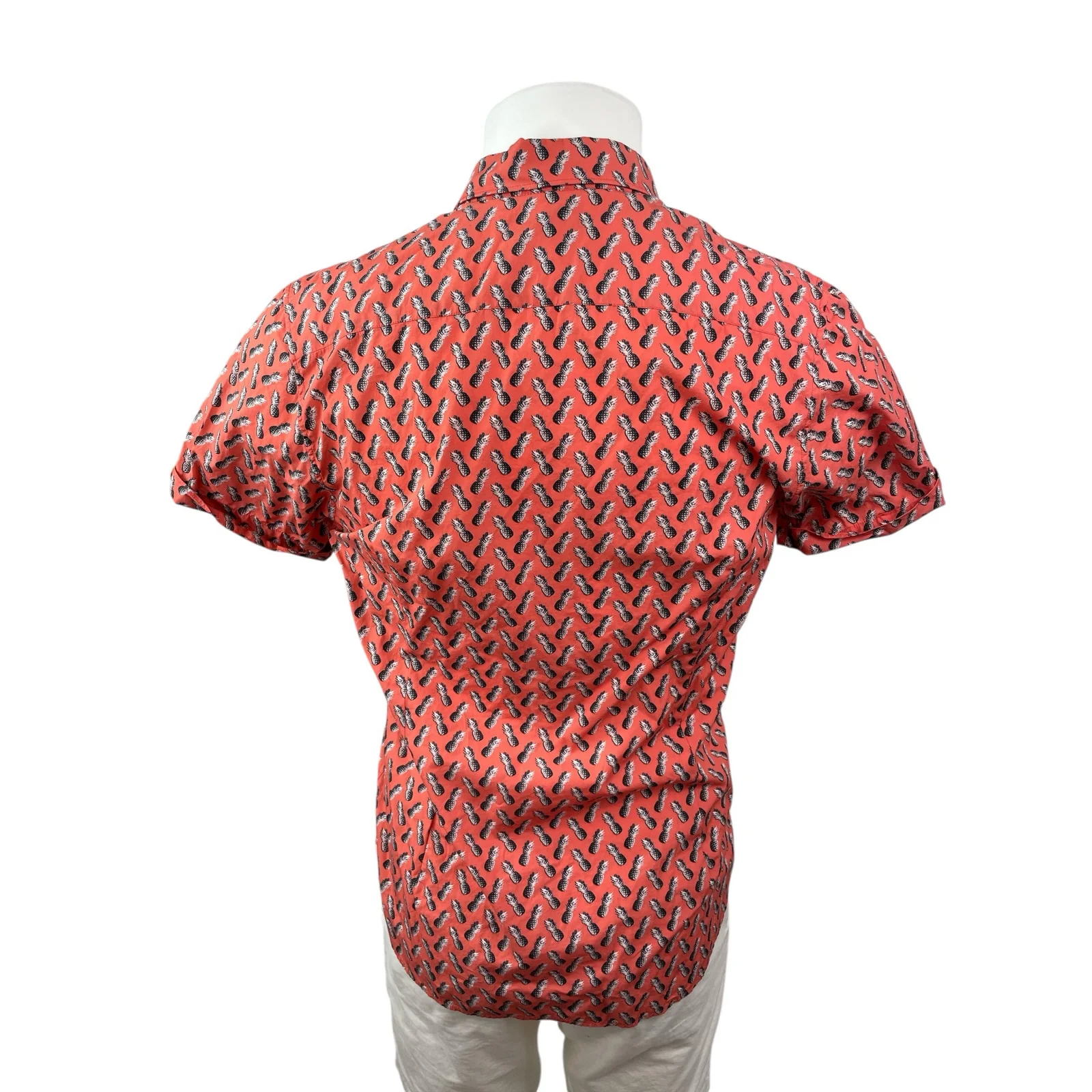 Ted Baker Women's Red Pineapple Short Sleeve Casual Button Down Shirt Top Size M - Image 4