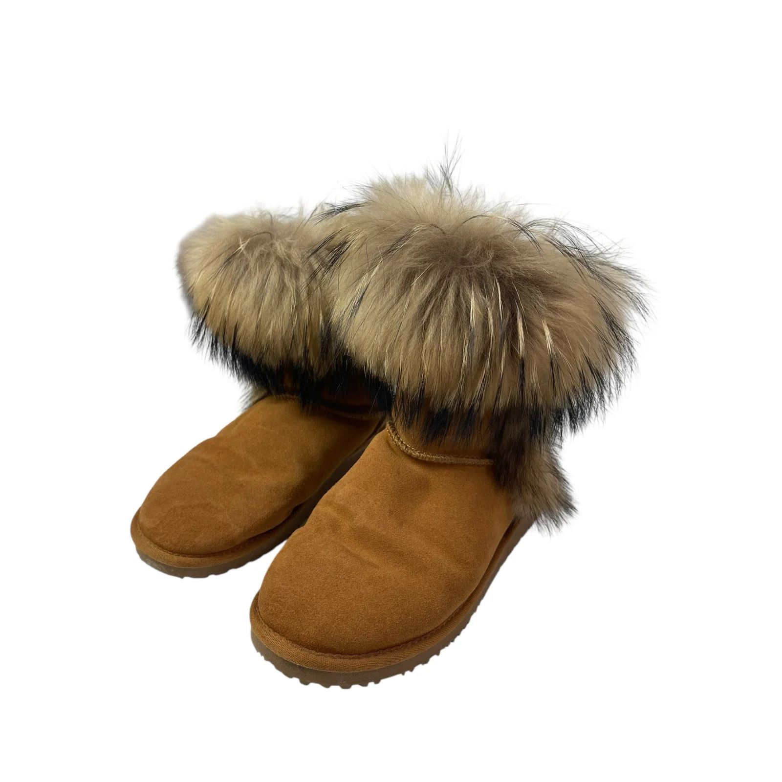 Teen Cherie Women's Brown Suede Sheepskin Almond Toe Ankle Snow Booties Boots 40 - Image 3