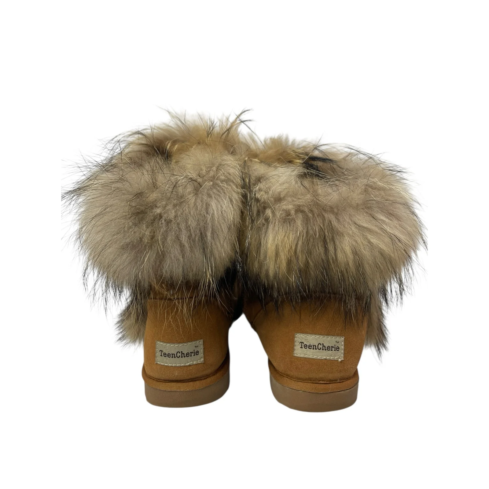 Teen Cherie Women's Brown Suede Sheepskin Almond Toe Ankle Snow Booties Boots 40 - Image 4