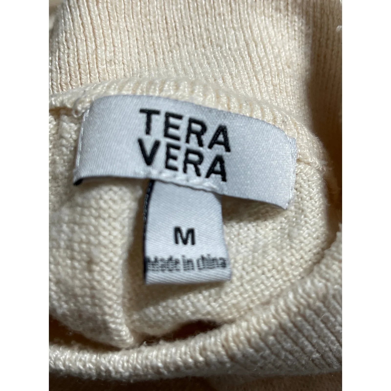 Tera Vera Women's Cream Long Sleeve Mock Neck Sweatshirt Sweater Top Size M - Image 5