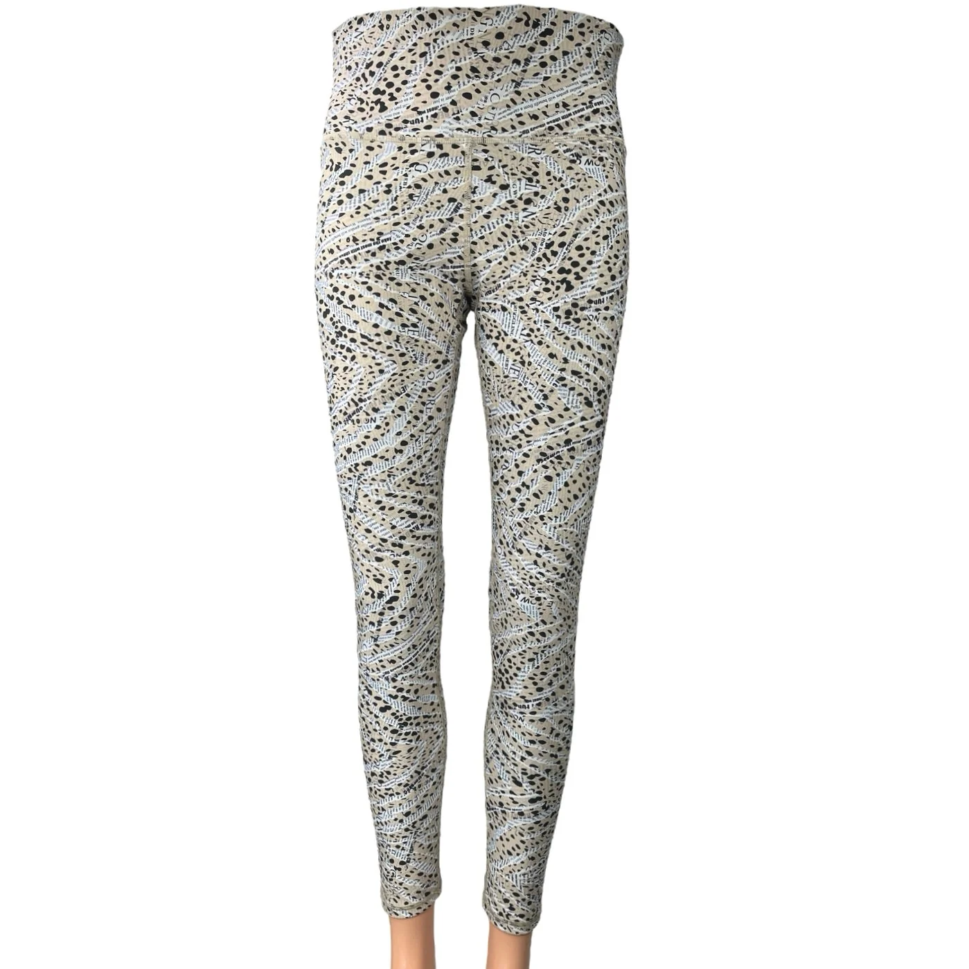 Terez Beige Animal Print High Waist Skinny Athletic Yoga Gym Leggings Pants L