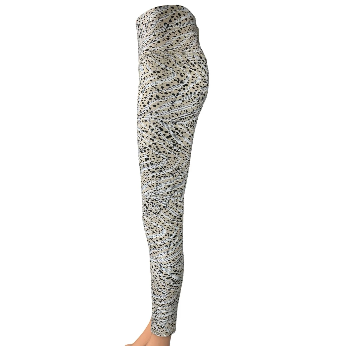 Terez Beige Animal Print High Waist Skinny Athletic Yoga Gym Leggings Pants L - Image 2