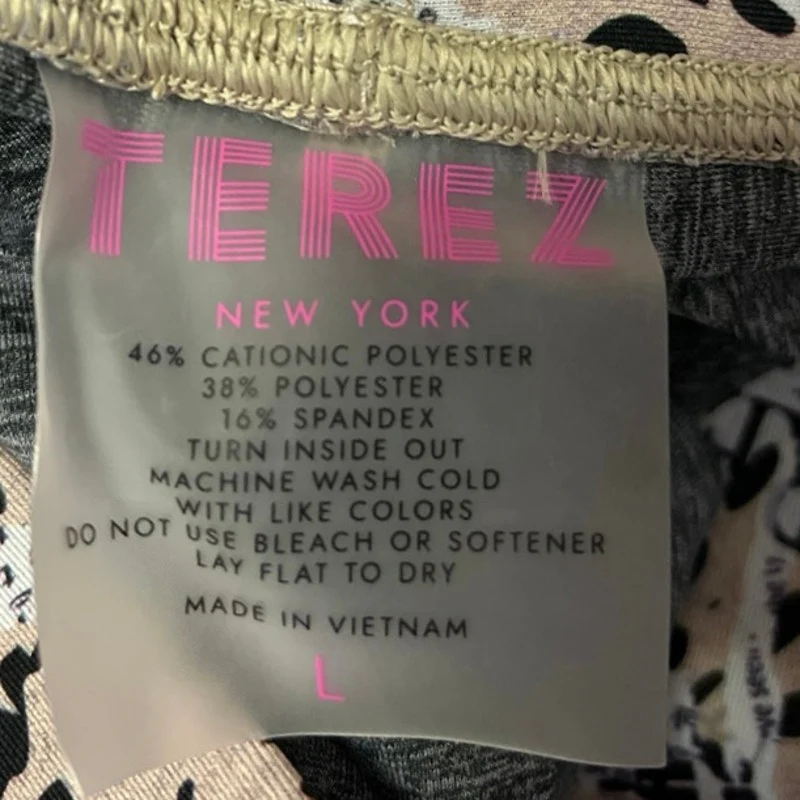 Terez Beige Animal Print High Waist Skinny Athletic Yoga Gym Leggings Pants L - Image 4