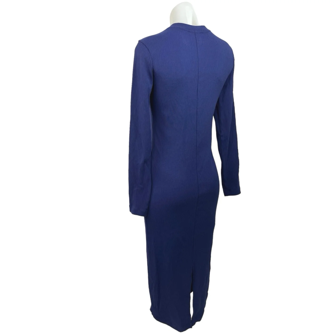 Terez New York Blue Ribbed Knit Long Sleeve Crew Neck Bodycon Midi Dress Size S - Image 2